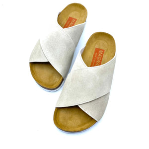 Una Cross-over Sandals | Premium Italian Suede Cream