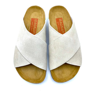 Una Cross-over Sandals | Premium Italian Suede Cream