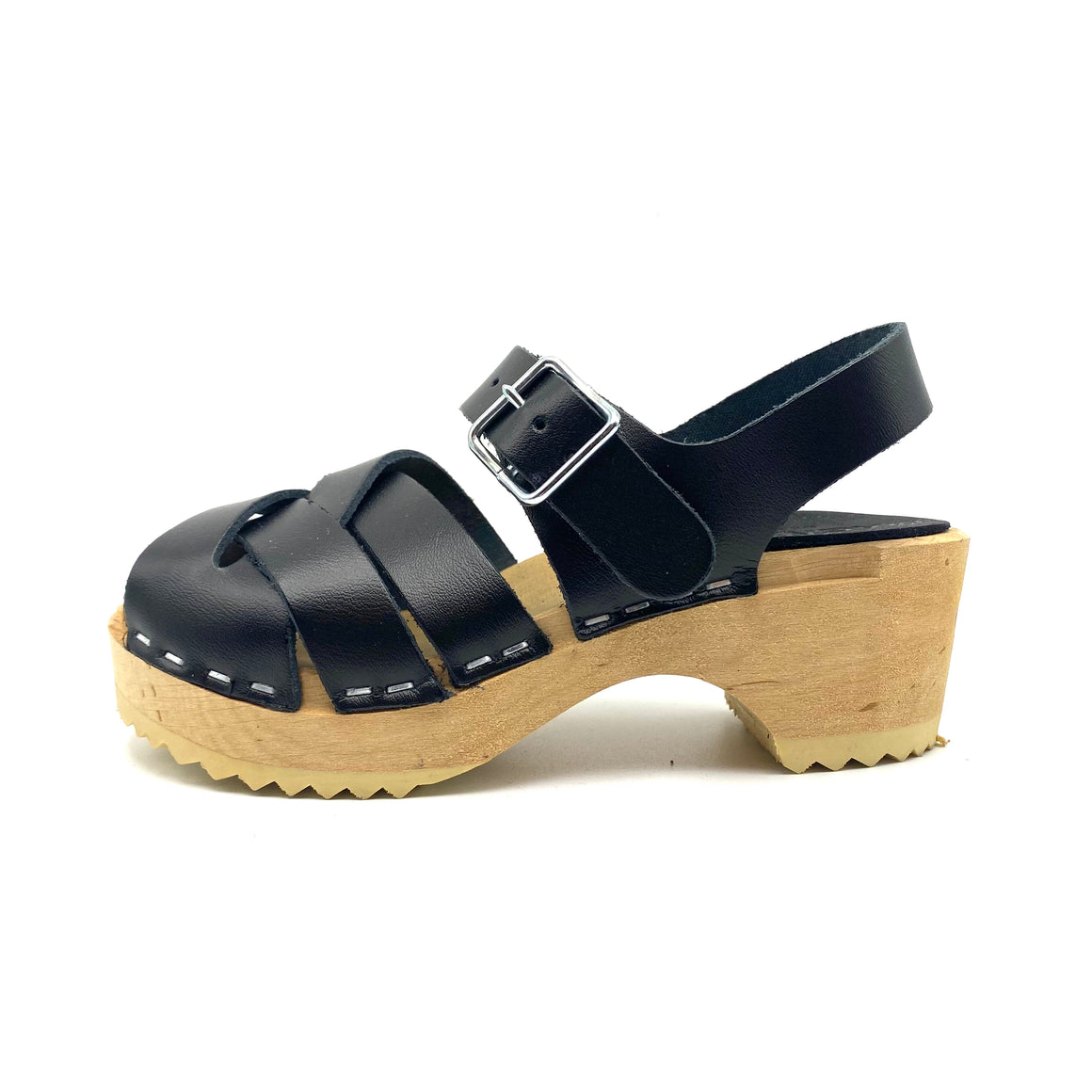 Lulu Kids Clog Sandals | Black Leather