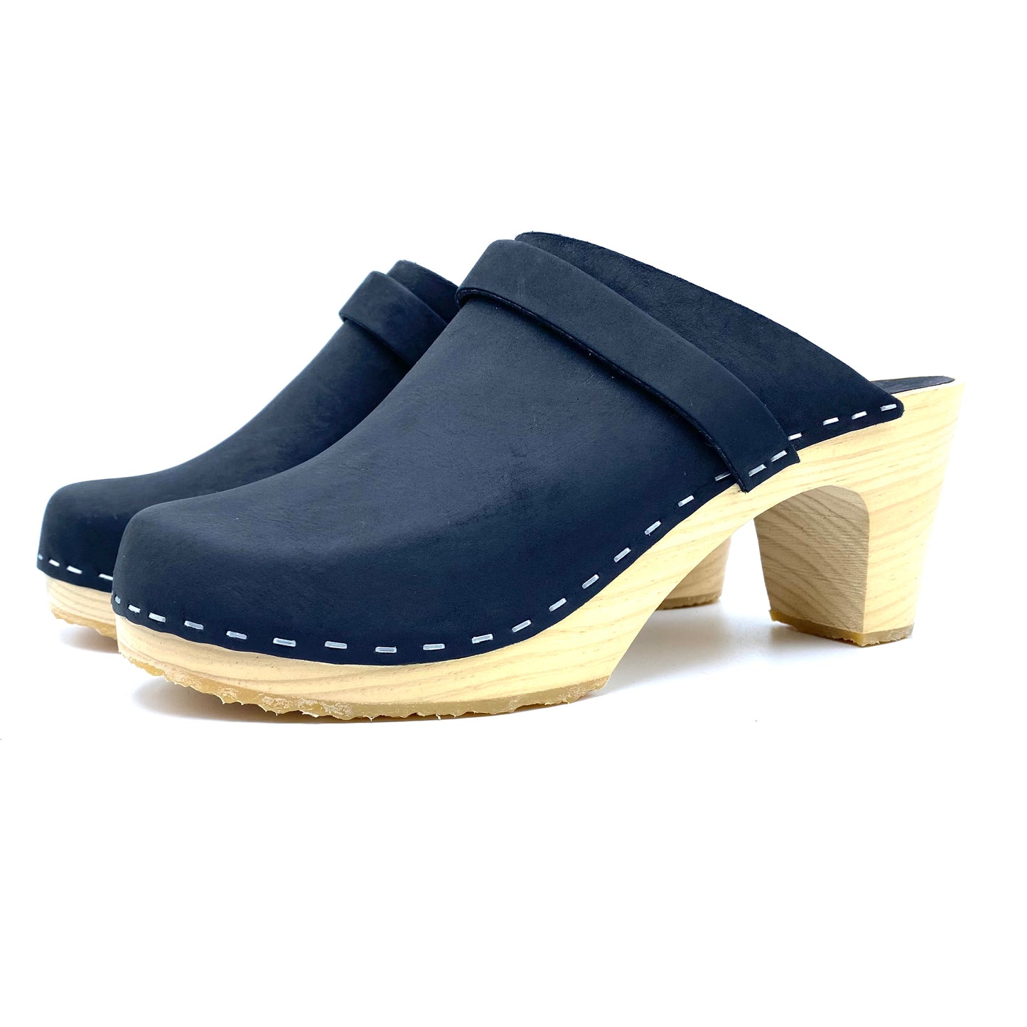 Studio Maj High-heel Clogs | Premium Nubuck Black