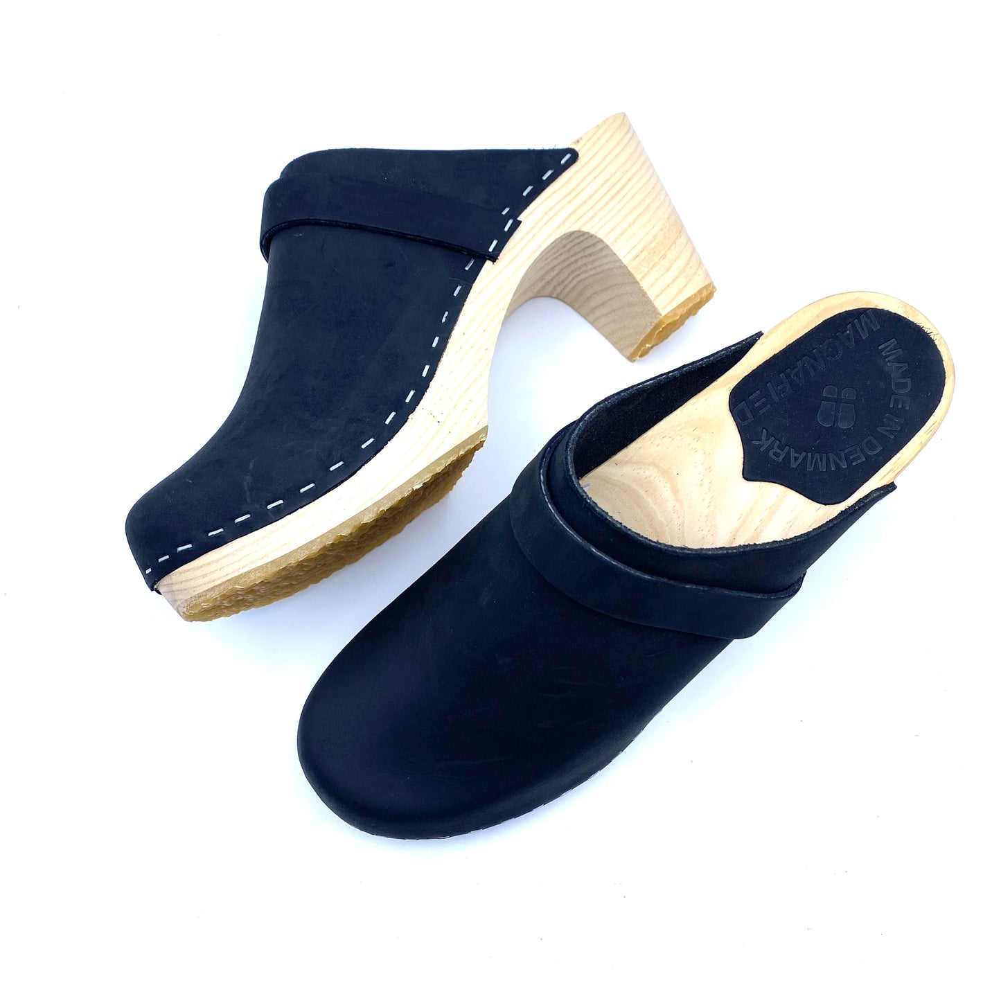 Studio Maj High-heel Clogs | Premium Nubuck Black