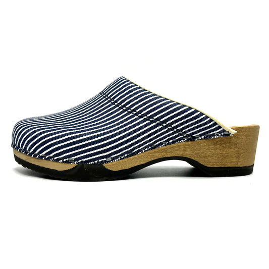 Embla Clogs | Indigo White Stripes