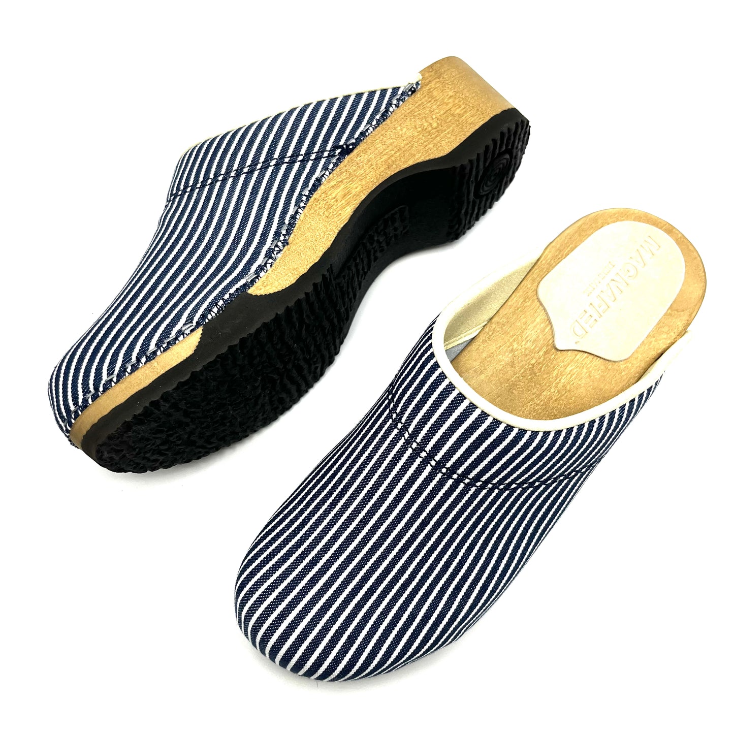 Embla Clogs | Indigo White Stripes