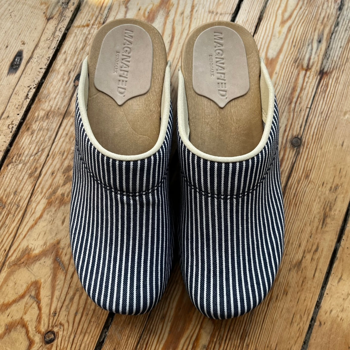 Embla Clogs | Indigo White Stripes