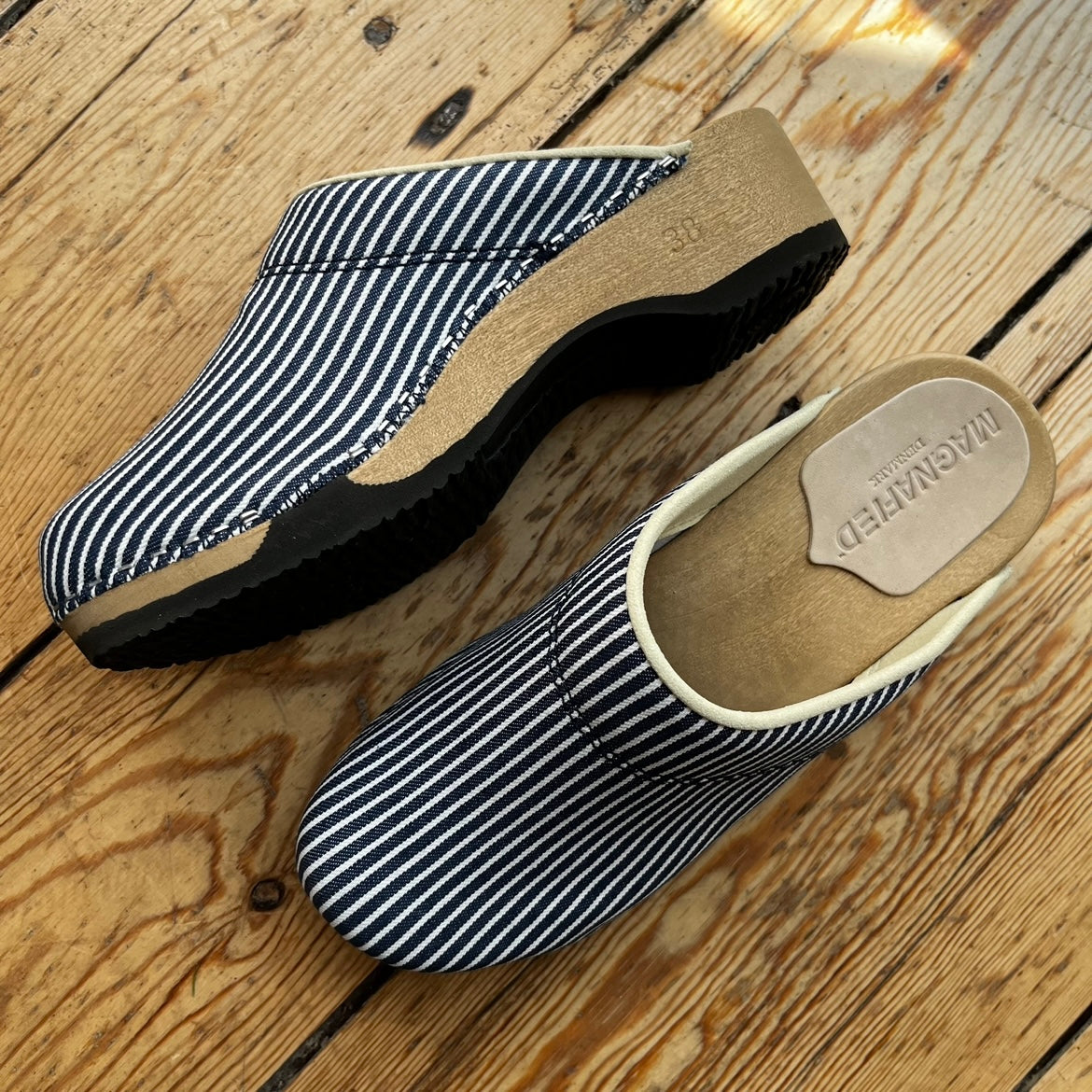 Embla Clogs | Indigo White Stripes