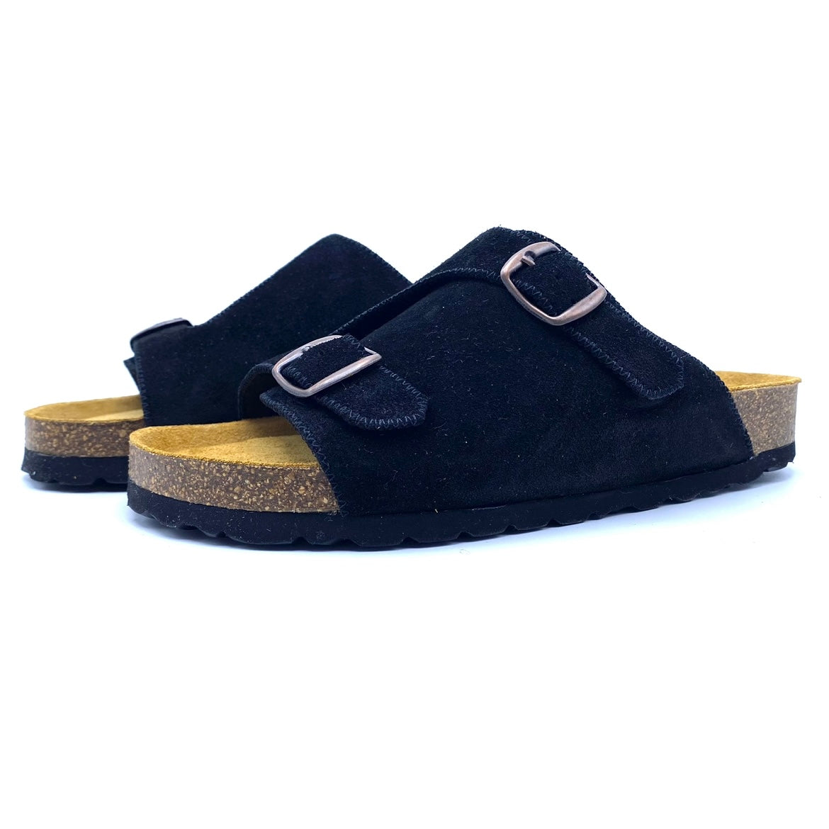 Oda Buckle Sandals | Premium Italian Suede Black