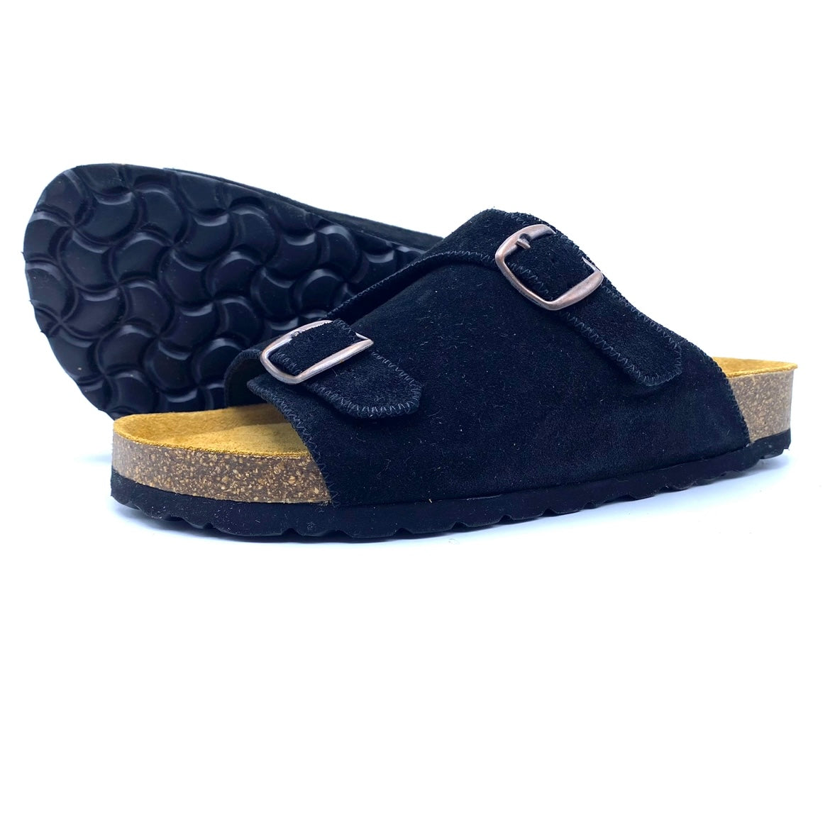 Oda Buckle Sandals | Premium Italian Suede Black