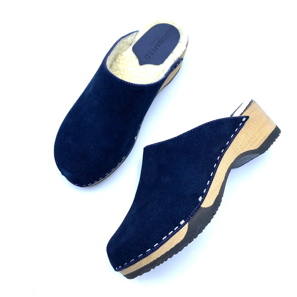 Embla Mules | Navy Shearling