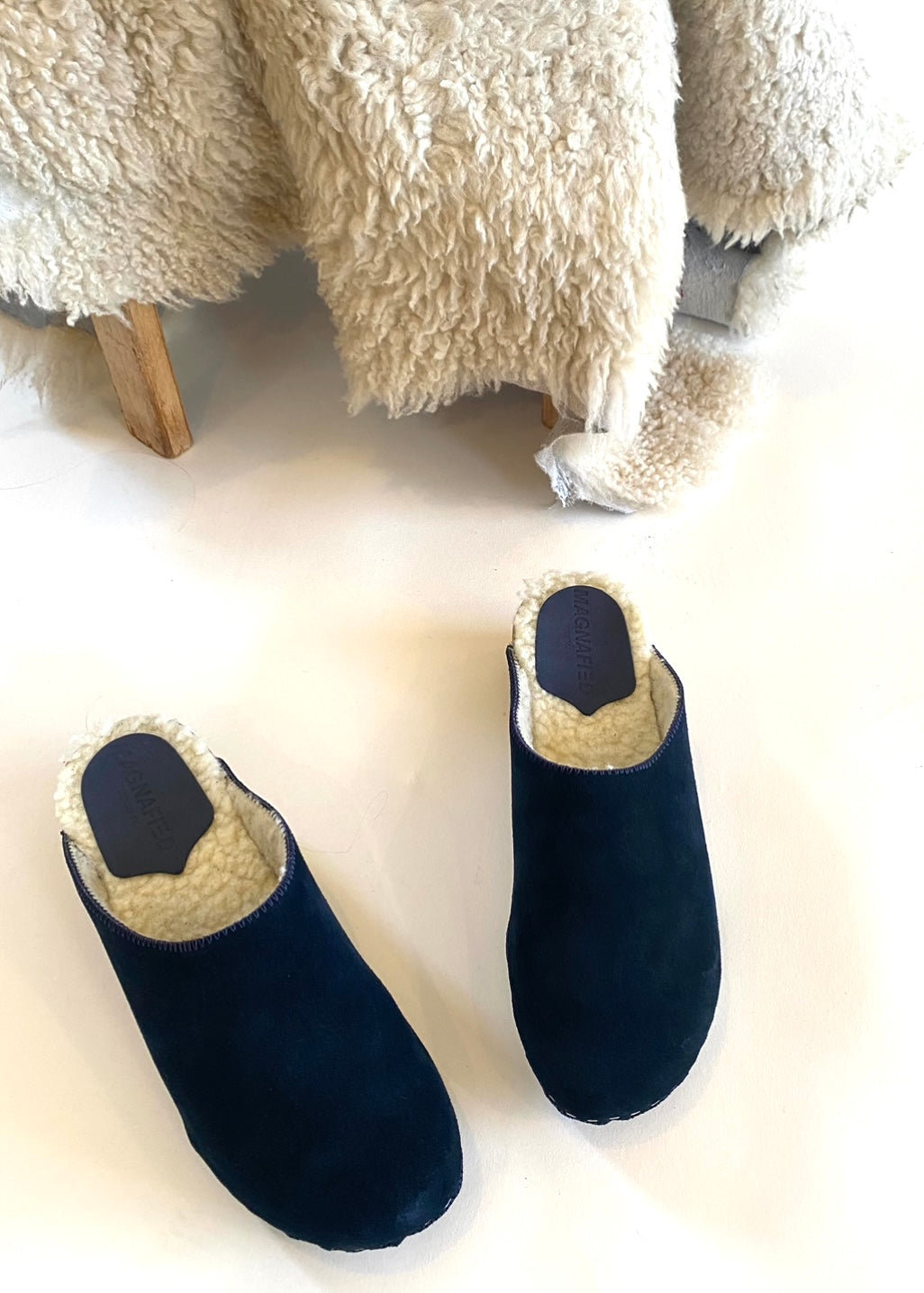 Embla Mules | Navy Shearling