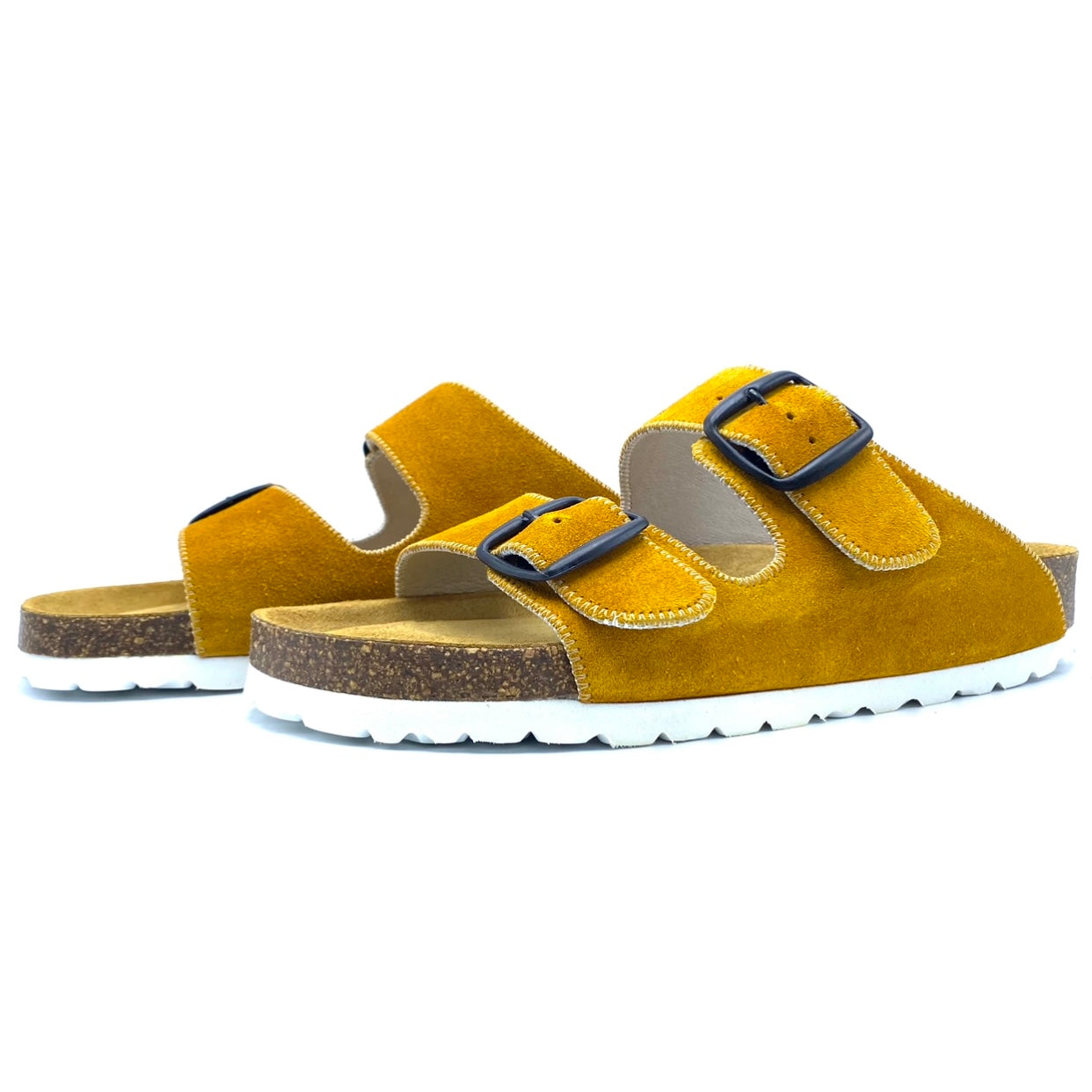 Thora 2-buckle Sandals | Premium Italian Suede Yellow