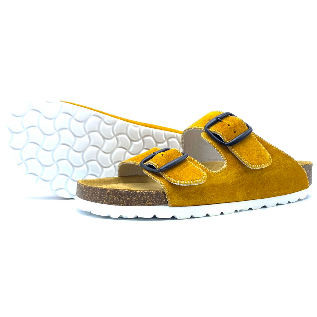 Thora 2-buckle Sandals | Premium Italian Suede Yellow