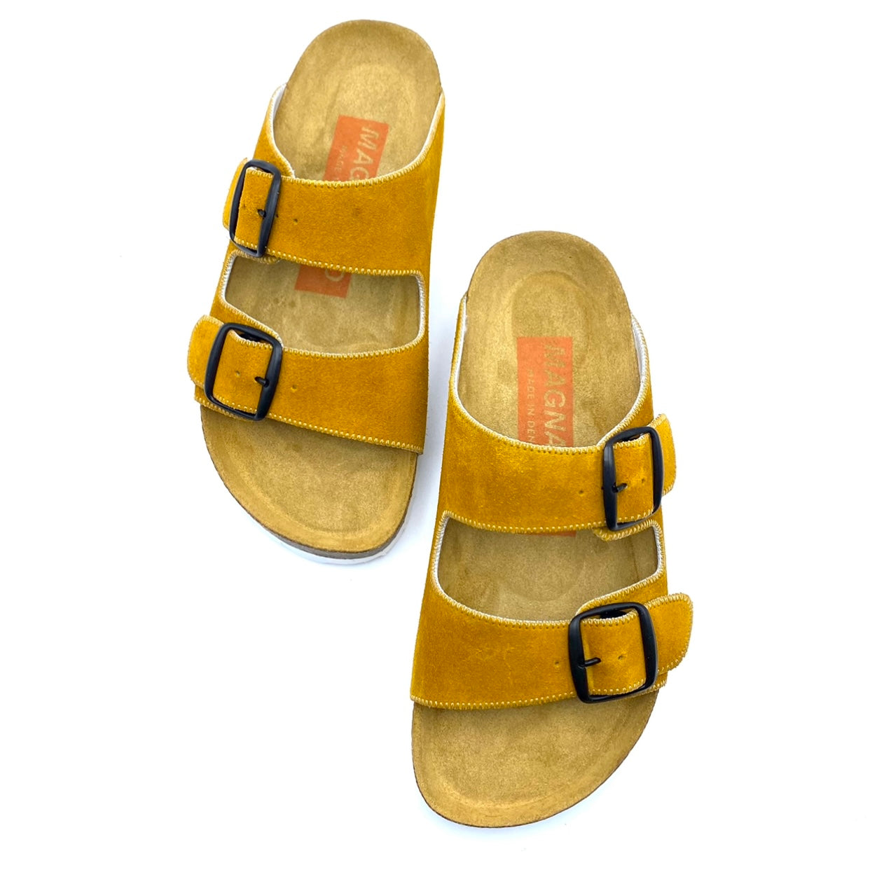 Thora 2-buckle Sandals | Premium Italian Suede Yellow