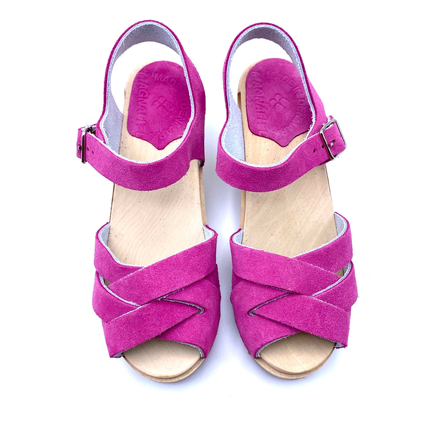 Louise Mid-Heel Clog Sandals | Premium Italian Suede Pink