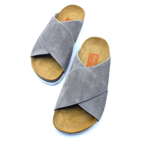 Una Cross-over Sandals | Premium Italian Suede Grey