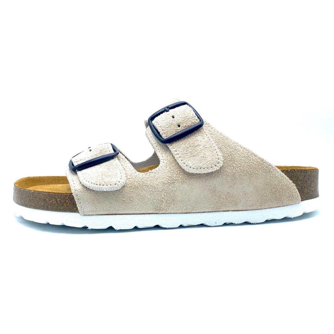 Thora 2-buckle Sandals | Premium Italian Suede Beige